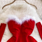 Women's Christmas dress, sexy low-cut waist-slimming, long-swing fur suspender tube top dress R0356