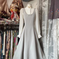 White floral vest camisole camisole fitted A-line long ball gown R7484