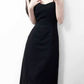 2025 Summer New French Retro Black Waist Cross High Waist Suspender Dress R0978