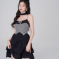 Pure desire little fragrance style suspender dress black sweet princess dress R4113