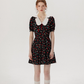 Baby collar floral dress French style black dress petite short dress female summer new style R3561
