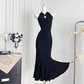 New Chinese style design slim step by step lotus black fishtail dress for women R0275