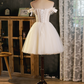 Elegant White Homecoming Dress ,Tulle Corset Embroidered Short Prom Dress RS1683