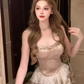 Sequined short camisole top 2025 pure desire puffy skirt suit R1216