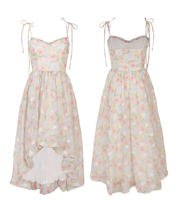 French flower dress floral dress suspender bud dress new style R2692