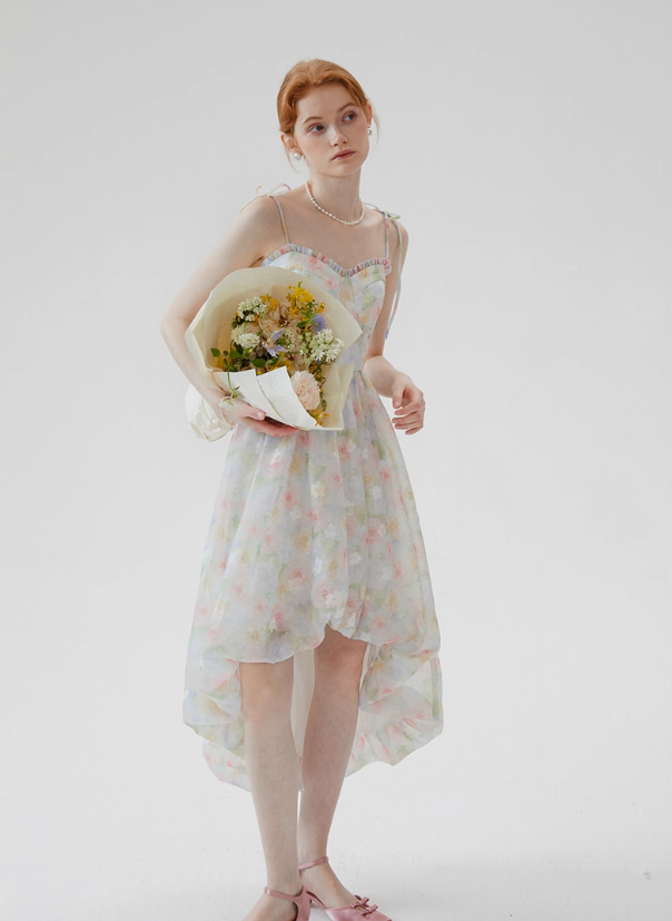 French tea break flower dress holiday floral dress suspender bud dress female summer new style R3488