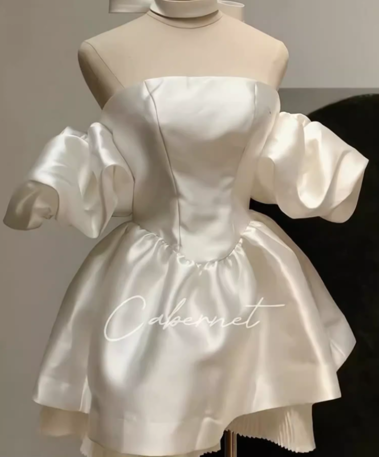 Birthday dress high-end party dress niche princess dress one-shoulder tube top dress R1766