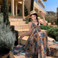 French retro v-neck floral camisole a-line skirt two-piece suit R0603