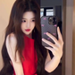 Red waist vest dress temperament dress puffy skirt R0548