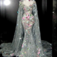 Light green forest-style halter-neck fitted mermaid bodycon sexy prom dress R6445