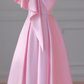 Pink Off-the-Shoulder Bow-Accented Neckline Fitted-Waist A-Line Long Prom Gown / Bridal Gown R5926