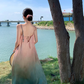 Beach holiday style gradient loose suspender beach dress atmosphere skirt R1580