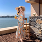 Retro floral suspender dress, beautiful temperament beach dress R0602
