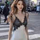 Large size French sexy V-neck lace dress backless unique design suspender long dress R1844