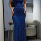 Slim Glitter Sweetheart Prom Gown , Navy Women's Maxi Evening Dress Ball Gown RS2690