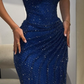 Slim Glitter Sweetheart Prom Gown , Navy Women's Maxi Evening Dress Ball Gown RS2690