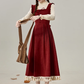French style red slim dress for women 2025 engagement travel overalls dress R1893