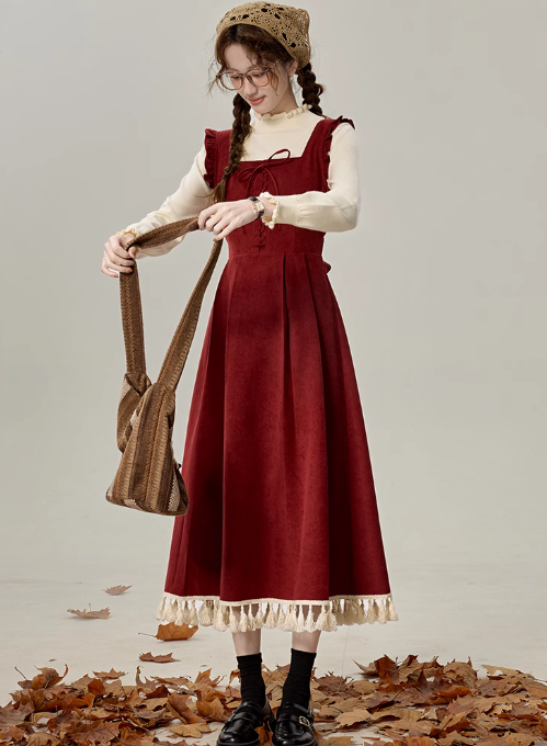 French style red slim dress for women 2025 engagement travel overalls dress R1893