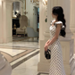 French retro polka dot dress for women, new style this year's popular temperament long skirt R4416