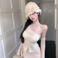 Pure lace fishbone tube top 2025 oblique shoulder trumpet sleeve hip skirt suit R1360