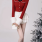 Pure desire style fur patchwork knitted top 2025 large size puffy skirt New Year suit R1379
