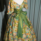 French Retro Bright Yellow Floral A-Line Square Bow Back Accessory Corset Maxi Evening Dress Prom Dress RS558
