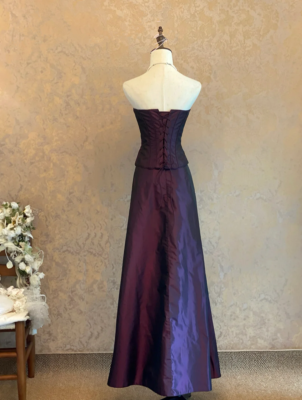 Deep Purple Strapless Waist-Cinched Long Ball Gown & Bridal Gown R7401