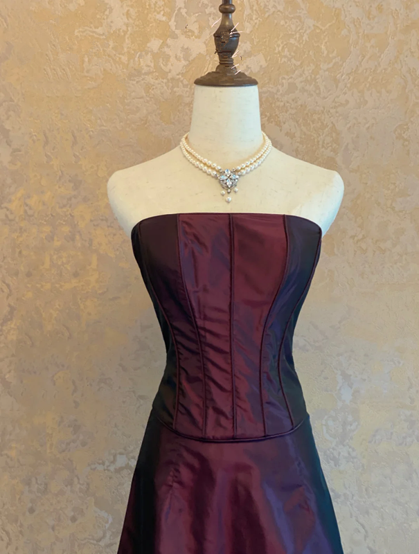 Deep Purple Strapless Waist-Cinched Long Ball Gown & Bridal Gown R7401