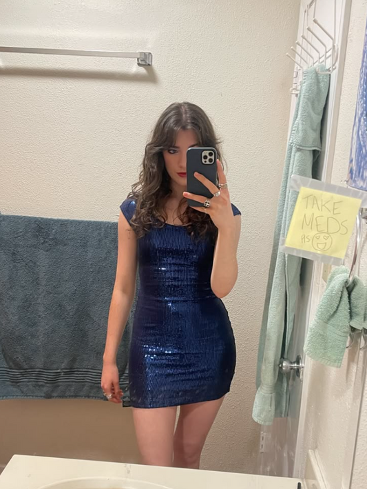 Slim Sparkly Women's Homecoming Dress Navy Corset Short Prom Dress Cocktail Dress RS2492