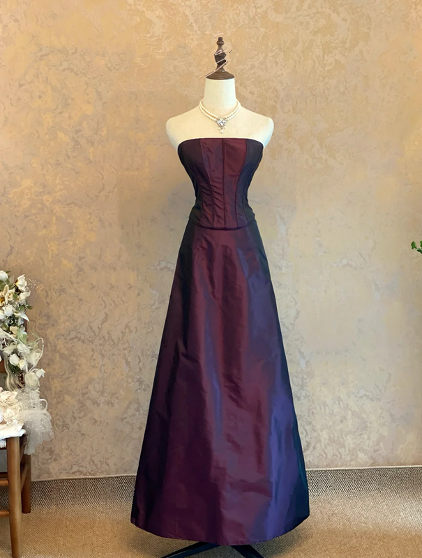 Deep Purple Strapless Waist-Cinched Long Ball Gown & Bridal Gown R7401