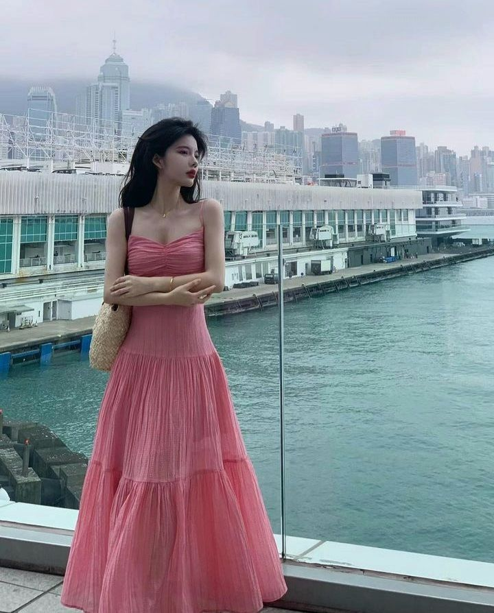 Sweet Flowy Women's Prom Gown Barbie Pink Waist Fitted Maxi Evening Dress Birthday Dress — Fall Outfit 2026 New  RS3275
