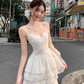 Fairy temperament unique beautiful white sling dress skirt two-piece suit R1730