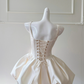 Minimalist White A-Line Spaghetti Straps Corset Mini Summer Dress Homecoming Dress RS440