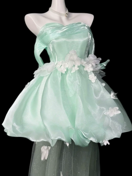 Dreamy Silky Applique Women's Homecoming Dress Mint Green Corset Short Prom Dress Birthday Dress RS2744