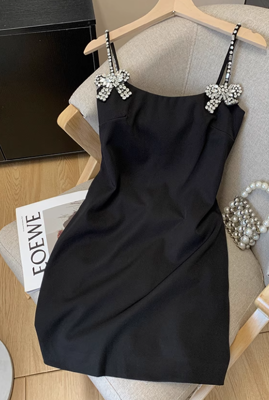 French pure desire suspender dress female summer new bow sexy short hip skirt dress R3955