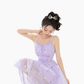 Purple fairy lace chiffon suspender dress women's summer waist mesh skirt R4181