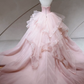 Charming Blush Pink Ball Gown Strapless Applique Corset Maxi Quinceanera Dress RS566
