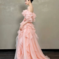 Elegant Blush Pink A-Line Bateau Applique Corset Maxi Quinceanera Dress Birthday Dress RS568