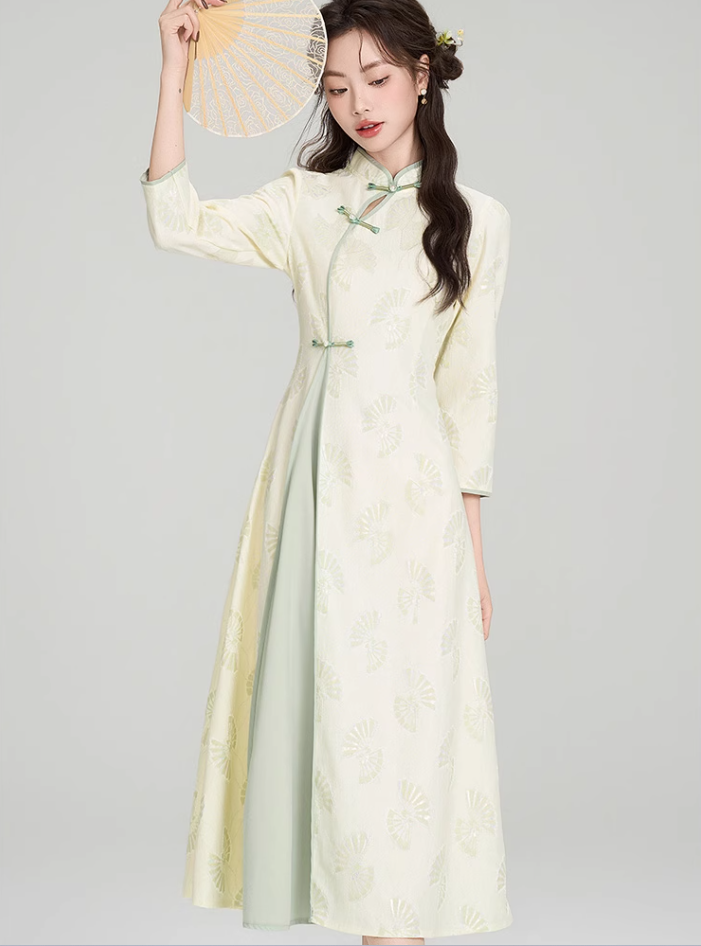 New Chinese style national style element dress new improved cheongsam long skirt R2374