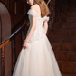 French Chic White A-Line Off-the-shoulder Embroidery Maxi Wedding Dress RS569