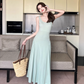 Temperament I-shaped vest dress design niche waist-revealing long skirt R0663