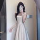French style high-grade satin suspender dress with a unique and beautiful waist birthday dress R0469