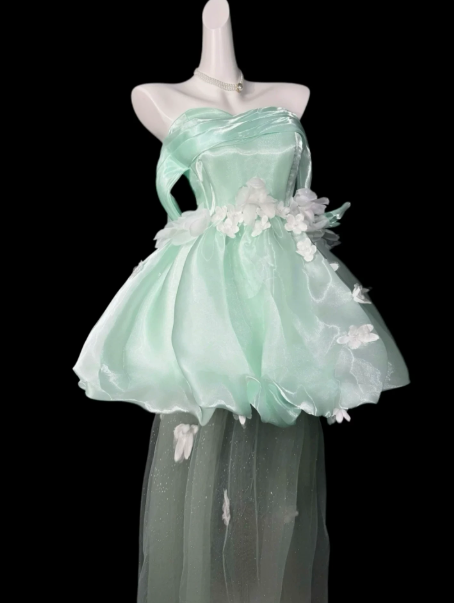Dreamy Silky Applique Women's Homecoming Dress Mint Green Corset Short Prom Dress Birthday Dress RS2744