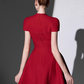 French white satin short-sleeved banquet temperament slim dress dress homecoming dress R2983