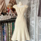 White pure waist slim hip long skirt homecoming dress R2738