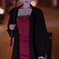 Burgundy suspender dress with sexy swaying collar and slits, slim fit and hip-hugging holiday outfit R1472