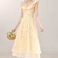 French gentle style yellow suspender dress seaside holiday long dress R1943
