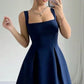 Blue suspenders waist slim A-line short skirt homecoming dress R3860