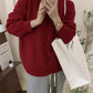 round neck solid color knitted cardigan for women autumn retro soft waxy loose warm sweater jacket      S3378