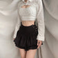 Lace Up High Waist Ruffled Skirt Black      S2816
